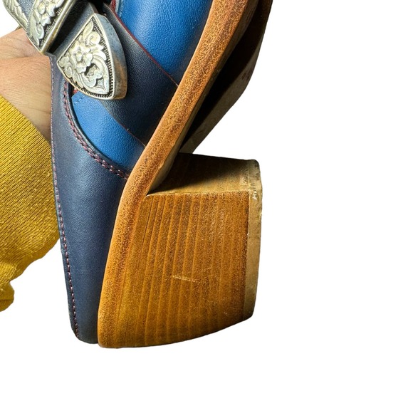 Tommy Hilfiger Collection Womens Blue Cowboy Leather Boot Mules Size 8.5 RARE - Picture 13 of 15
